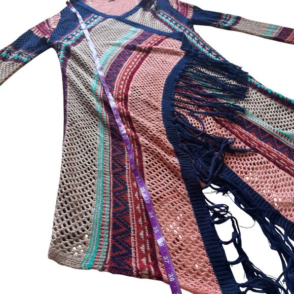 Say What open front Asymmetrical Cardigan Sweater Sz S Boho Western Aztec Knit - Picture 11 of 13
